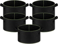 iPower 15-Gallon 5-Pack Grow Bag Thickened Nonwoven Fabric Pots Heavy Duty Aeration Container with Strap Handles for Garden and Planting Vegetable Flowers, Black with Green Stitch Sewing