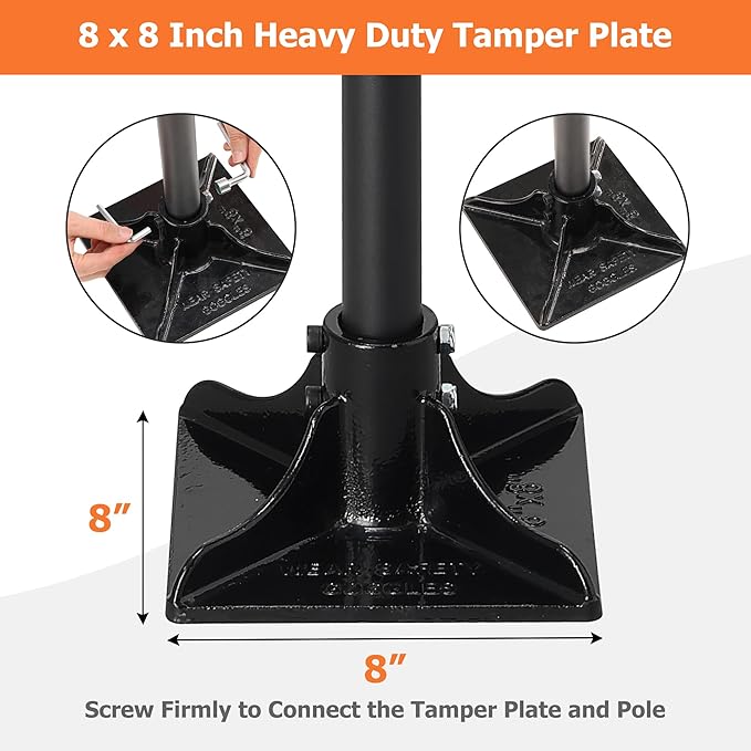 Tamper Tool, 59 Inch Long Handle Tamper Tool with Comfortable Grip,Heavy Duty Metal Garden Tool for Leveling Soil, Gravel,Driveway, Garden, Yard