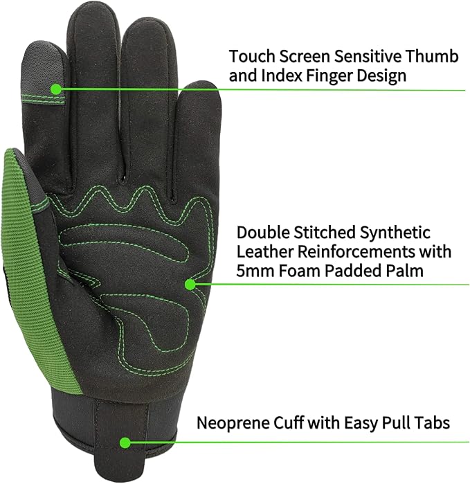 Safety Work Gloves for Men&Women,Utility Working Gloves,Mechanic Gloves,Yard Work Gloves,Performance Fit,Touchscreen