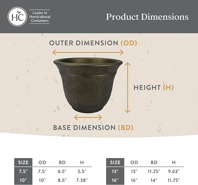 The HC Companies Sierra Round Self-Watering Pot - Lightweight Plastic Planter for Herbs & More - Durable Plant Pots for Indoor Plants & Outdoor Plants (7.5” Rustic Redstone, Pack of 2)