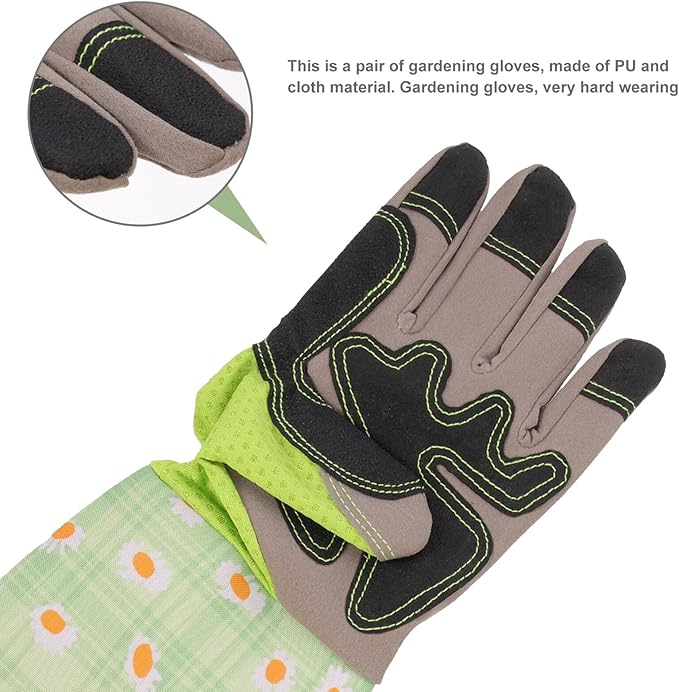 ibasenice Thornproof Gardening Gloves with Long Sleeves Pu Leather Palm Work Gloves for Women and Men for Planting and Pruning