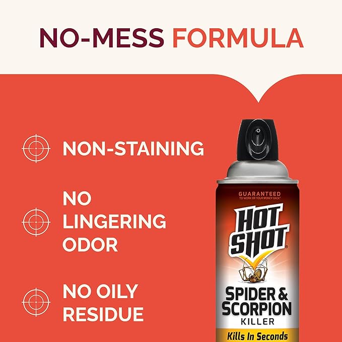 Hot Shot Spider & Scorpion Killer (Aerosol), Kills Large Spiders and Scorpions in Seconds, Including Black Widow, Brown Recluse and Wolf Spiders, 16 Ounces
