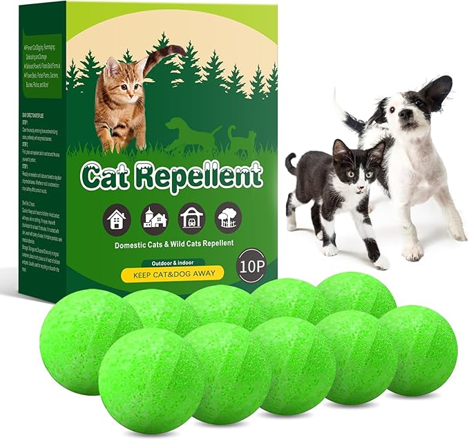 Cat Repellent Outdoor to Keep Cats Away, Natural Peppermint Oil Cat Deterrent Outdoor and Indoor, Keep Cats Out of Yard Permanently, Protect Your Yard and Furniture (Green,10 Count (Pack of 1))