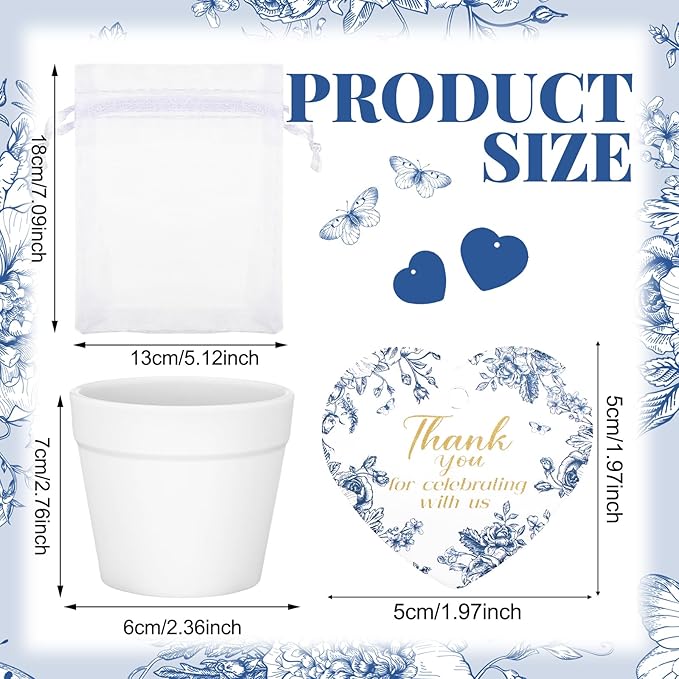 Ctosree 50 Sets Something Blue Bridal Shower Favors Let Love Grow Seed Packets Wedding Party Supplies Include Seed Packets Flowerpot Cards and Organza Bags Something Blue Bridal Shower Party Supplies