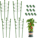 Legigo 4 Pack 18 Inch Plant Support Cages Tomato Cage for Garden- Small Plant Cages Adjustable Rings, Tomato Plant Support Stakes Trellis for Pots, Peppers, Cucumbers and Flowers with 10 Plant Clips