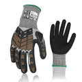Safety Work Gloves, Impact Gloves for Men Women, Cut Resistant Non-Slip Heavy Duty Gloves with Nitrile Grip, Touch Screen Glove with Impact Protection for Mechanic Construction, X-Large, Brown