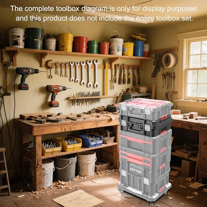 Anyyion 17In Tool Box,Double handles, Stackable, Essential for Home Decor.（Internal Size:16.54”L*10.55”W*4.33”H) (Double handles)