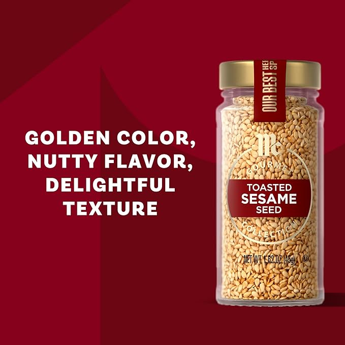McCormick Gourmet Collection Toasted Sesame Seed, Non GMO, Kosher, Our Best Herbs & Spices, Toasty Flavor, Golden Color, Elevate Stir-Fry, Sushi, Rice, Salmon, Baked Goods, Salad & More, 1.62 oz