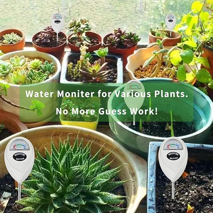 Soil Moisture Meter, 2 Pack Soil Moisture Monitor for House Plants, Indoor & Outdoor, Garden, Farm, Lawn Plant Care, No Battery Needed(White)