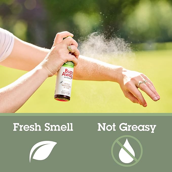 Quantum Health Buzz Away Extreme - DEET-free Insect Repellent, Essential Oil Bug Spray - Small Children and Up, Travel Friendly, 4 Fl Oz