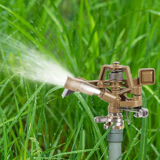 Biswing 1/2 Inch Impact Sprinkler 2 Pack, Heavy Duty Zinc Alloy Lawn Sprinkler Head with Nozzle, Adjustable 20-360 Degree Large Coverage Pattern, Watering Sprinkler for Grass Patio Garden Irrigation
