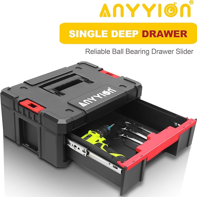 Anyyion Tool Storage Organizer with Single Deep Drawer, Heavy Duty Latches, Stackable