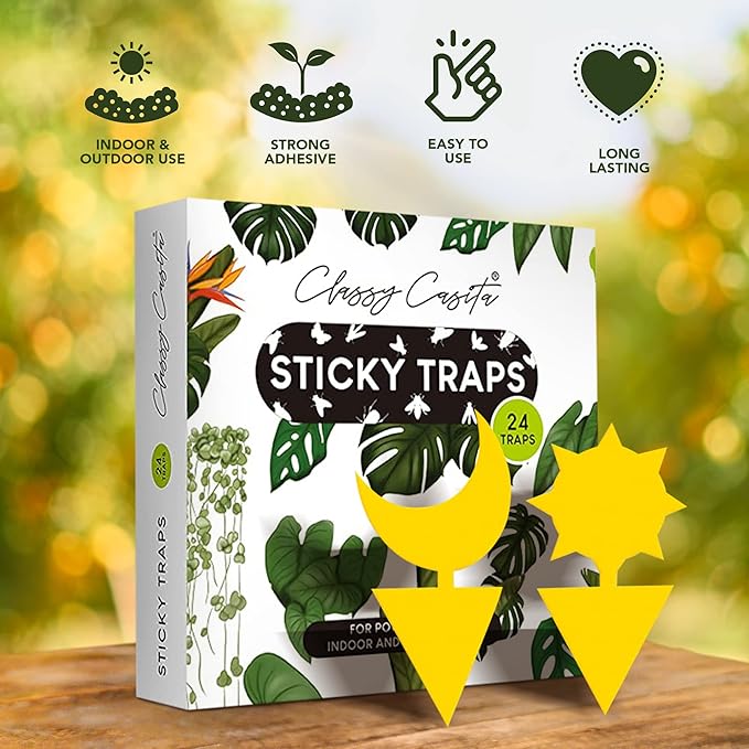 Classy Casita Plant Care Bundle: Soil Moisture Meter - White, 3-in-1 Garden Soil Tester - White, 24-Pack Plant Sticky Traps, for Indoor & Outdoor Plants w/Plant Watering & Care eBook