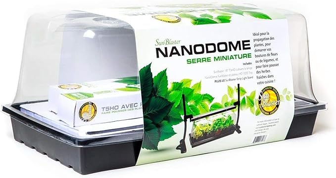 SunBlaster SL1600207 T5HO Mini Greenhouse Kit with Light Stand & Double-Thick Tray for Flowers, Herbs, and Veggie Seed Starting or Plant Propagation