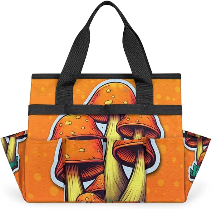 Garden Tool Bag Organizer Garden Tote Bag with Pockets Abstract Mushroom Tool Storage Organizer Gardening Tool Kit Holder 13" x 6.8" x 2.8"
