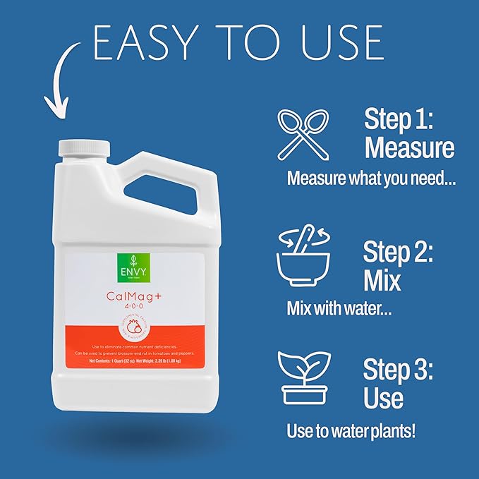 ENVY CalMag+ (4-0-0) Professional Grade Calcium, Magnesium and Iron Liquid Plant Food Supplement for Hydroponics & Soil (Gallon)