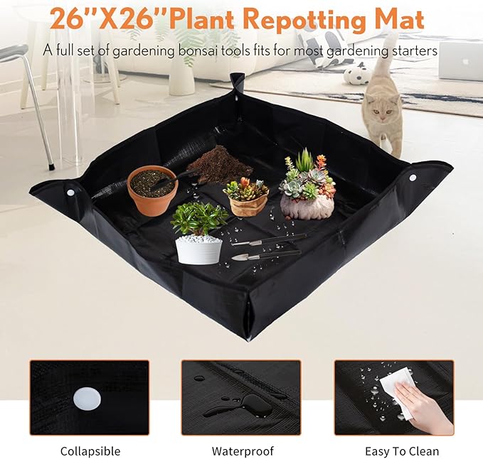 Bonsai Tools Kit 20 Pcs Garden Tools Set for Beginner, Gardening Gift for Women Men, Includes Bonsai Wire Kit, Plant Mat, Pruning Shears, Bonsai Scissors, Succulent Tools in Leather Storage Bag