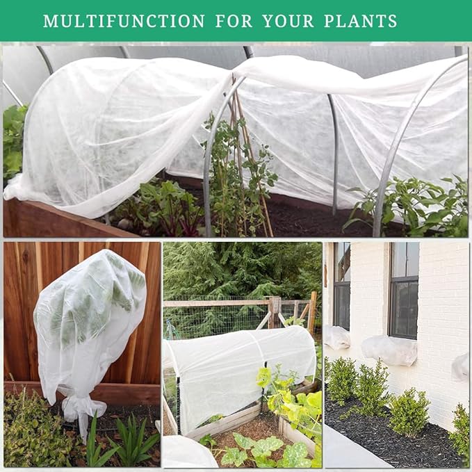 Plant Covers Freeze Protection with Ultra Fine Mesh Reusable Floating Row Cover for Plants Vegetables Flowers Fruits Frost Sun Protection 1.2oz/yd² (6.5x10ft,2pc)