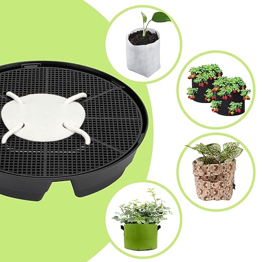 4 Pack Plant Saucer Stand Set, Self-Watering Elevated Plant Stand with Cotton Fabric and Rope, Auto Plant Watering Devices Flower Pot Tray Accessories for Indoor Greenhouse Grow Tent (13)