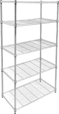 Simple Deluxe Heavy Duty 5-Tier Shelving Unit, 13.98''D x 35.83''W x 61.02''H Storage Shelving with 1250 lbs Capacity, Chrome
