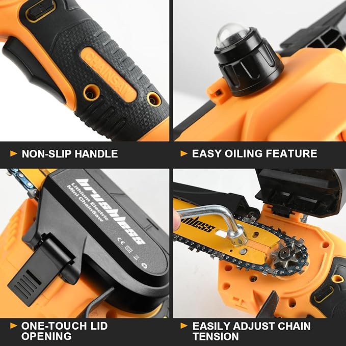 8 Inch Mini Chainsaw Compatible for De-walt Battery 20V MAX Handheld Electric Chainsaws,Battery Powered Portable Small Pruning Chain Saw for Tree Pruning Wood Cutting Trimming(ONLY TOOL)