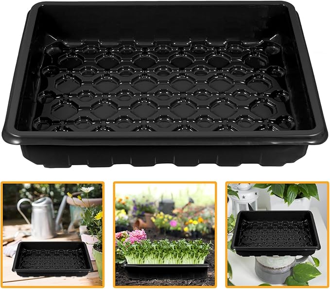 Breathable Seedling Tray with Lid and Large Black Planter Tray for Seed Starting and Sprouting Greenhouse Accessory for Indoor Gardening