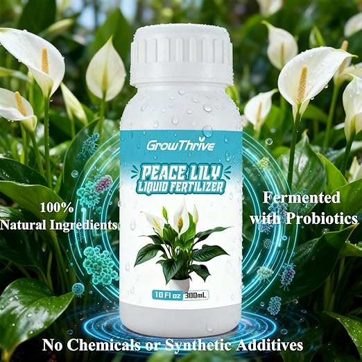 10oz Liquid Peace Lily Fertilizer & Organic Plant Food | Chemical-Free Microbial Probiotic Nutrients for Indoor Houseplants & Spathiphyllum