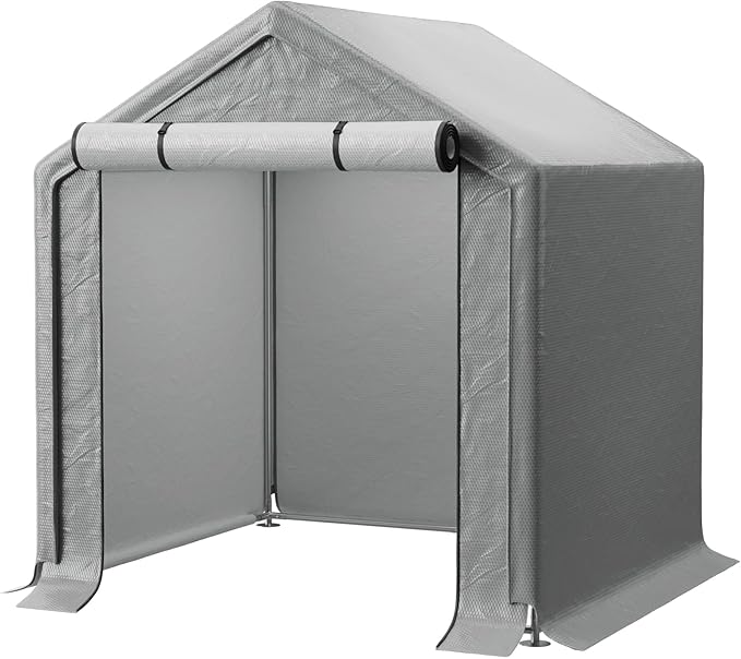 Outdoor Storage Shelter, 6x6 ft Portable Shed with Roll up Zipper Door, Waterproof and UV Resistant Anti-Snow, Heavy Duty Carport for Storing Garden Tools, Outdoor Equipment