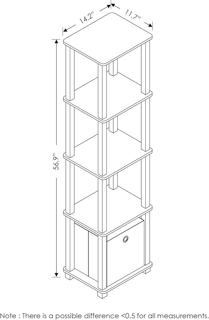 FURINNO TNT No Tools 5-Tier Display Decorative Shelf, Columbia Walnut/Black/Dark Brown