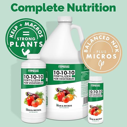 Liquid 10-10-10 Fertilizer for Vegetables, Triple Ten NPK Plus Iron and Micros, Liquid Plant Food 128 oz (1 Gallon)