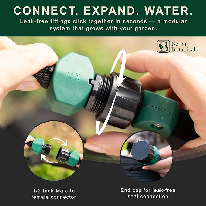 Flat Soaker Hose 100 FT (2 × 50 FT) – Connectable Modular Garden Soaker Hose for Drip Irrigation, Porous Watering Hose for Garden Beds, Trees & Landscapes