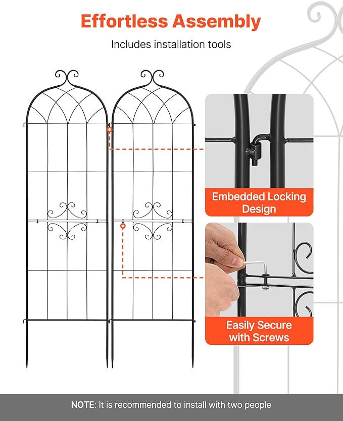 VEVOR 6 Packs Metal Garden Trellis for Climbing Plants Outdoor 71x20in, Rustproof Plant Tall Trellis for Rose Vine Flowers and Vegetables