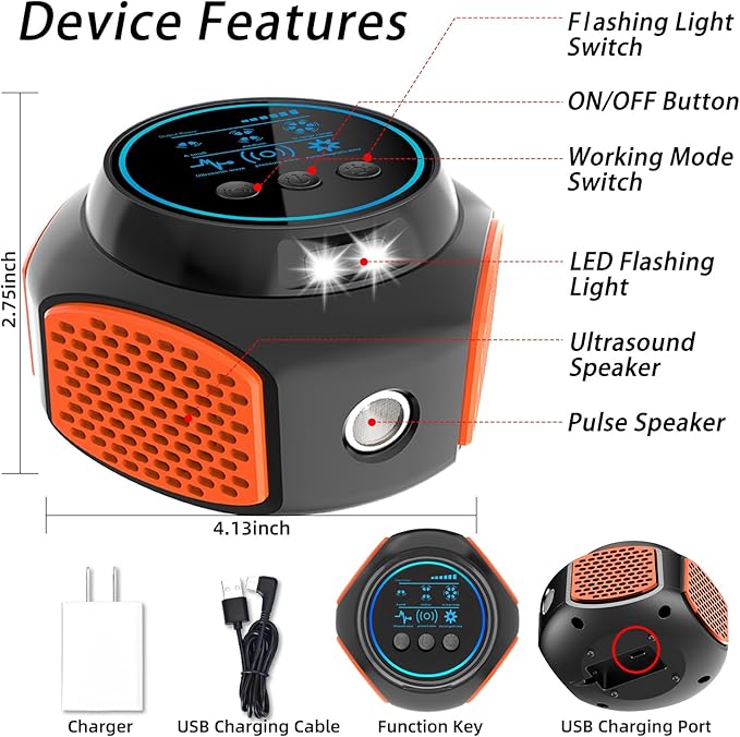 Mouse Repellent Ultrasonic, Plug in Mouse Deterrent Ultrasonic Pest Repeller, 360° Mice Repellent Indoor with Ultrasound Speaker & LED Strobe Light, Rat Roach Spider Repeller for House Attic Garage