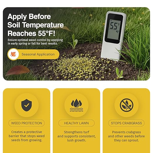 13-0-10 Pre-Emergent Lawn Fertilizer (18 lbs.) - Prevents Crabgrass & Weeds - Slow-Release Nitrogen for Dark Green Color - All Grass Types