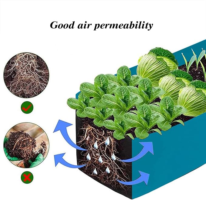 Square Grow Bags, Garden Fabric Planter Container with Handles Bed Flower Vegetables Pots 1MM Thickness Economic Colorful (Blue,13.78x13.78x13.78 Square)
