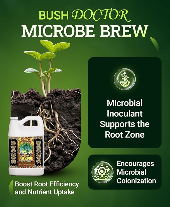 FoxFarm Bush Doctor Microbe Brew - Liquid Microbial Inoculant for Plants - Enhance Root Efficiency & Nutrient Uptake - Supports Hydroponic & Soil Applications for Flowers, Vegetables & Trees -1 Gallon