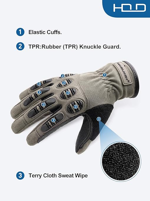 HANDLANDY Safety Work Gloves for Men & Women, Utility Impact Grip Working Gloves