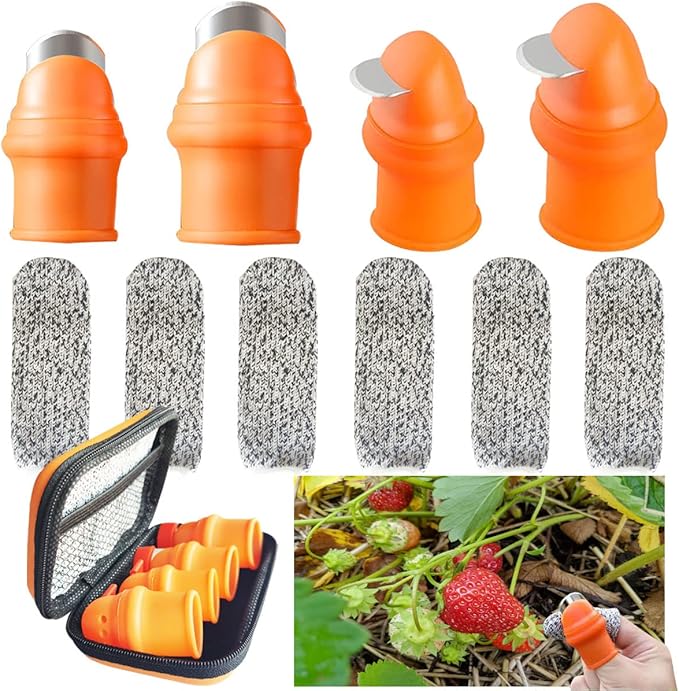 Garden Silicone Thumb Knife, Harvesting Tools for Garden, Harvesting Knife with Cut Resistant Finger Cots, Garden Tool Set for Trimming Plant, Gardening Gifts and Kitchen Help