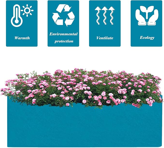 Square Grow Bags, Garden Fabric Planter Container with Handles Bed Flower Vegetables Pots 1MM Thickness Economic Colorful (Blue,23.62x11.81x7.87 Rectang)