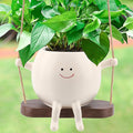 Large Size Swing Face Hanging Planter Pot for Indoor Outdoor Plants, Cute Swinging Plant Pot, Hanging Flower Pots, Face Planter Pot Head, Resin Succulent Planter, Birthday Gifts