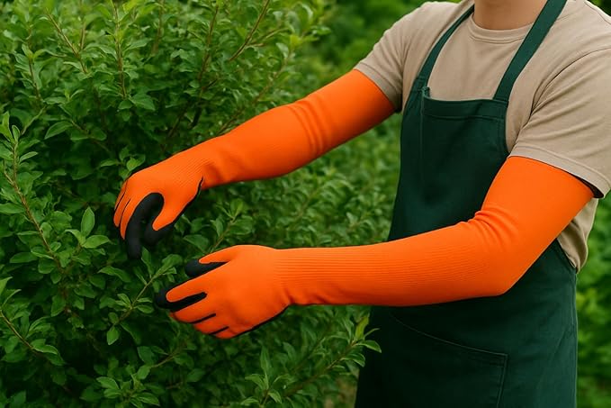 Long Sleeve Gardening Gloves Protection Sleeves No-Slip Grip, Durable Long Garden Gloves Flexible Sleeves, Women/Men