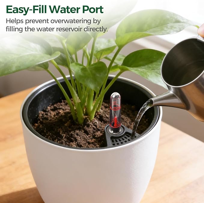 T4U Self Watering Pots for Indoor Plants, 7 Inch Self Watering Planters with Water Level Indicator, Bottom Watering African Violet Pots for Beginners & Busy Plant Owners, BPA-Free (2 Pack, White)