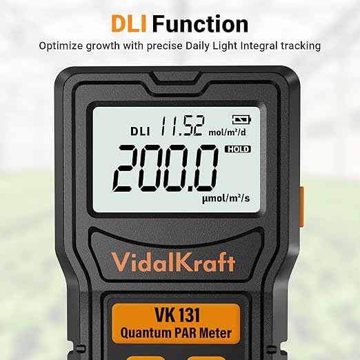 Quantum PAR Meter for LED Grow Light, PPFD Meter with Daily Light Integral, Light Meter for Plants, Greenhouse and Indoor Vertical Farming, Measuring Light Intensity 400-700 nm