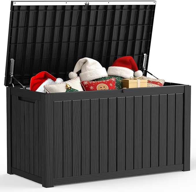 200 Gallon Outdoor Large Storage Box, Waterproof Large Deck Box with Handles & Lid, Large Storage Bins, Resin Patio Storage Box with Hydraulic Rods for Garden Tools, Cushions, for Yard, Pool, Porch