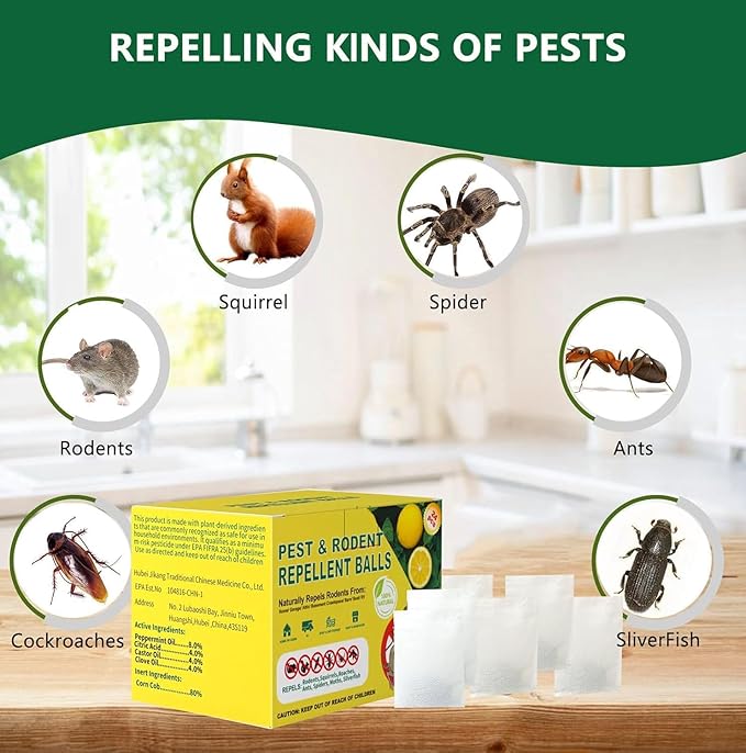 【𝐇𝐢𝐠𝐡𝐥𝐲 𝐄𝐟𝐟𝐞𝐜𝐭𝐢𝐯𝐞】 Mouse Rodent Repellent – Peppermint Lemon Oil Rodent & Insect Repellent Balls 24 Pack, Plant-Based Deterrent for Mice, Rats, Roaches & Bugs, Indoor & Outdoor Use
