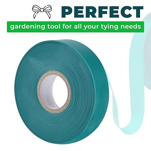 Stretch Tie Tape, 1/2" 150ft Garden Tie Tape, Reusable Garden Plant Ties Green Tapes for Plants, Thick Sturdy Plant Ribbon Garden Green for Branches Flowers Tomatoes Plant Use Indoor Outdoor