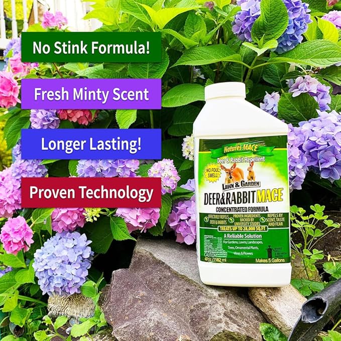 Nature’s MACE Deer & Rabbit Mace, Deer Repellent for Plants, 40 oz Combo Kit, Peppermint Spray, Keeps Deer Off Your Garden, Repel from Home, Safe to Use Around Children, Pets, Plants & Produce