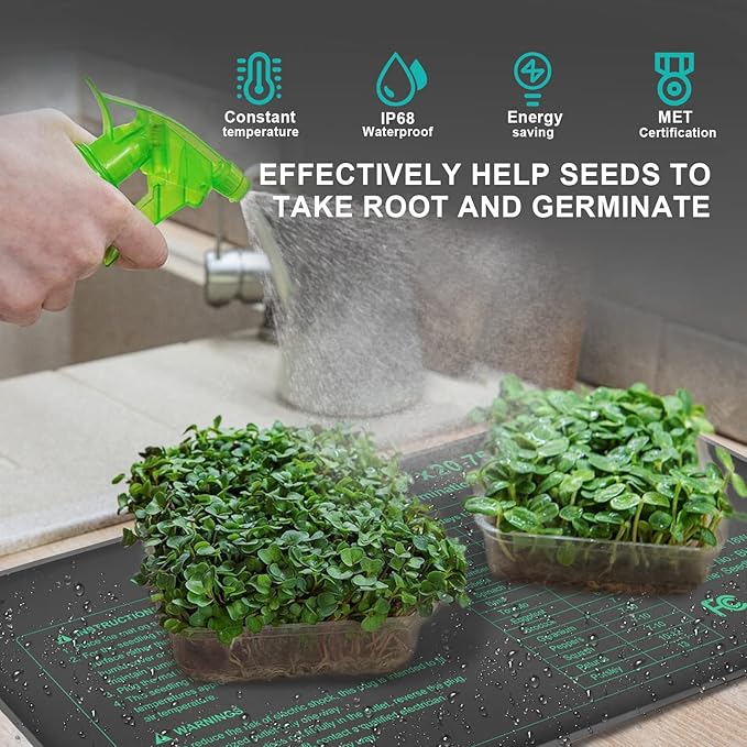 Seedling Heat Mat and Digital Thermostat Combo Set, MET-Certified Plants Heating Mat Warm Hydroponic,Germination, Indoor Gardening, Greenhouse
