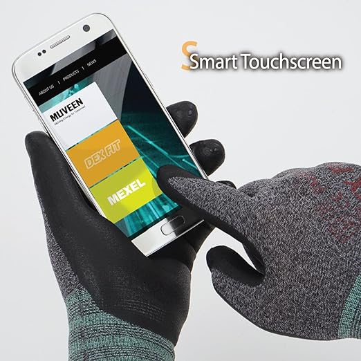 DEX FIT Nitrile Work Gloves FN330, 3D-Comfort Stretchy Fit, Firm Grip, Thin & Lightweight, Touch-Screen Compatible, Durable, Breathable & Cool, Machine Washable; Black Grey S (7) 12 Pairs