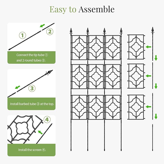 Housolution 64.57×25.28in Garden Trellis for Climbing Plants Outdoor, Plant Trellis Frame with Plastic Coated Iron Tubes for Vines Flowers Vegetable, Plant Climbing Frame Indoor Outdoor